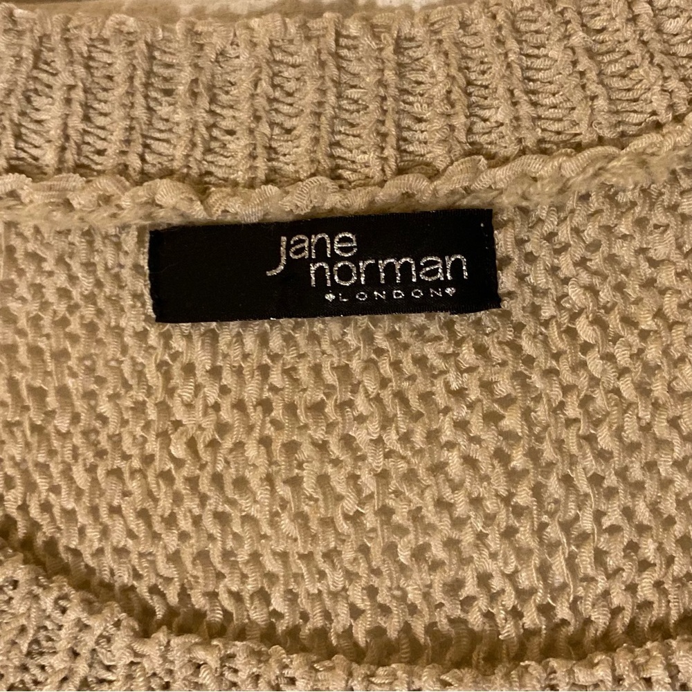 Jane Norman Y2K Beige Cable‎ Knit & Ribbon Sweater | Short Sleeves - Picture 6 of 8